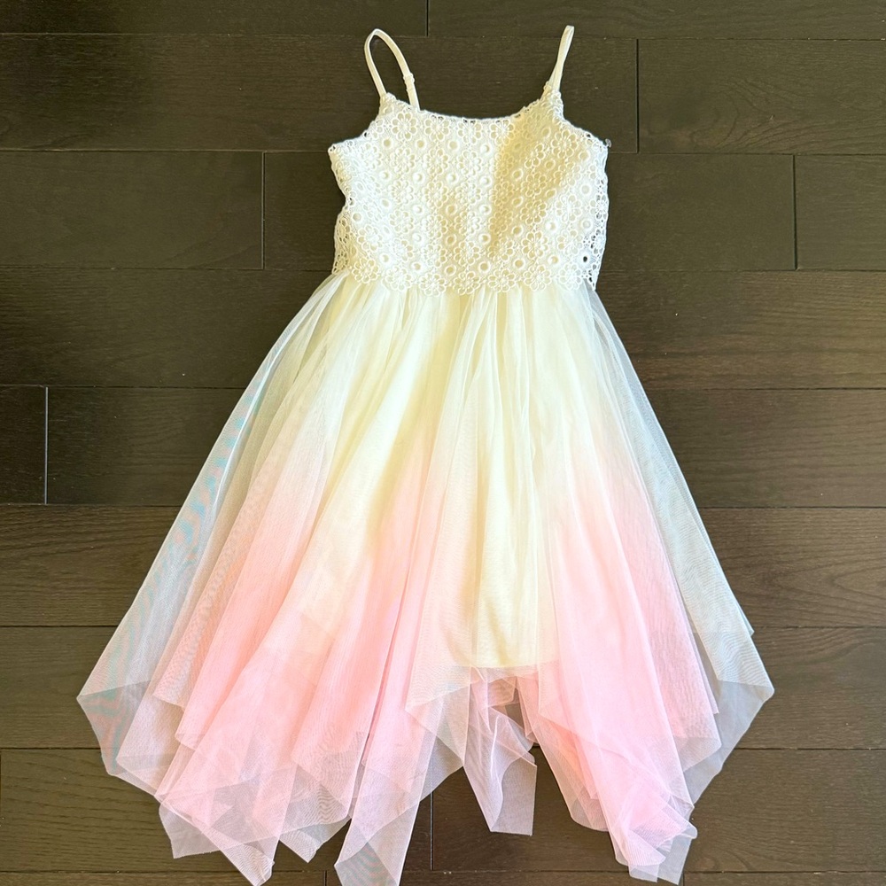 Zenzi White and Pink Kids Dress- S (6/7)